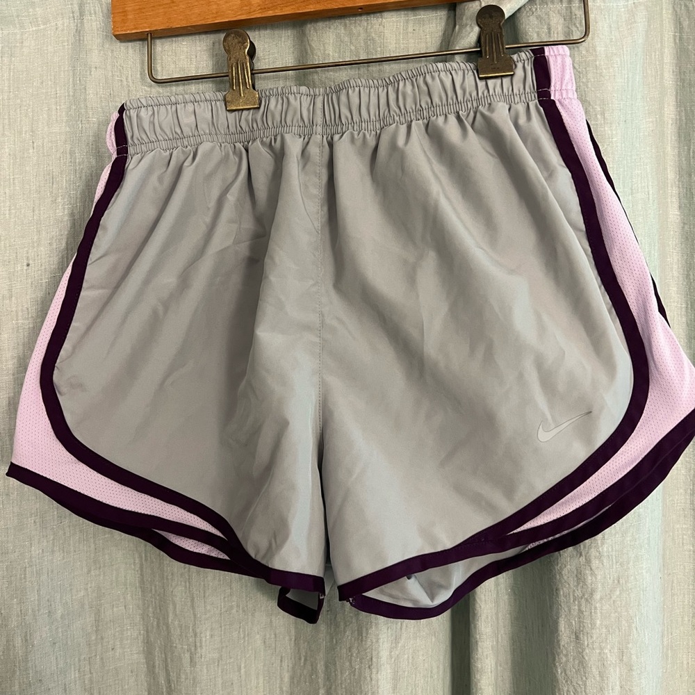 Nike Athletic Shorts (size medium, grey with purple/pink side mesh)